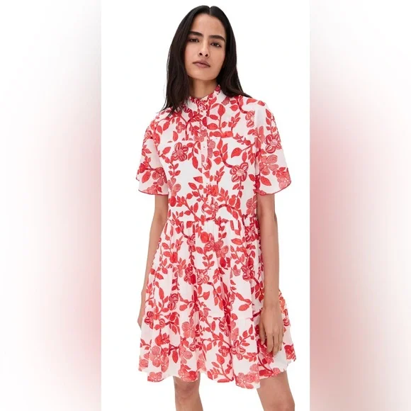 Ro's Garden Vibeka Short Floral Print Dress Large NWT Red White - Picture 1 of 10